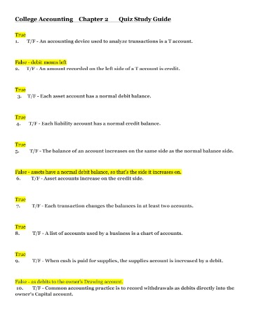 accounting course requirements  coe college